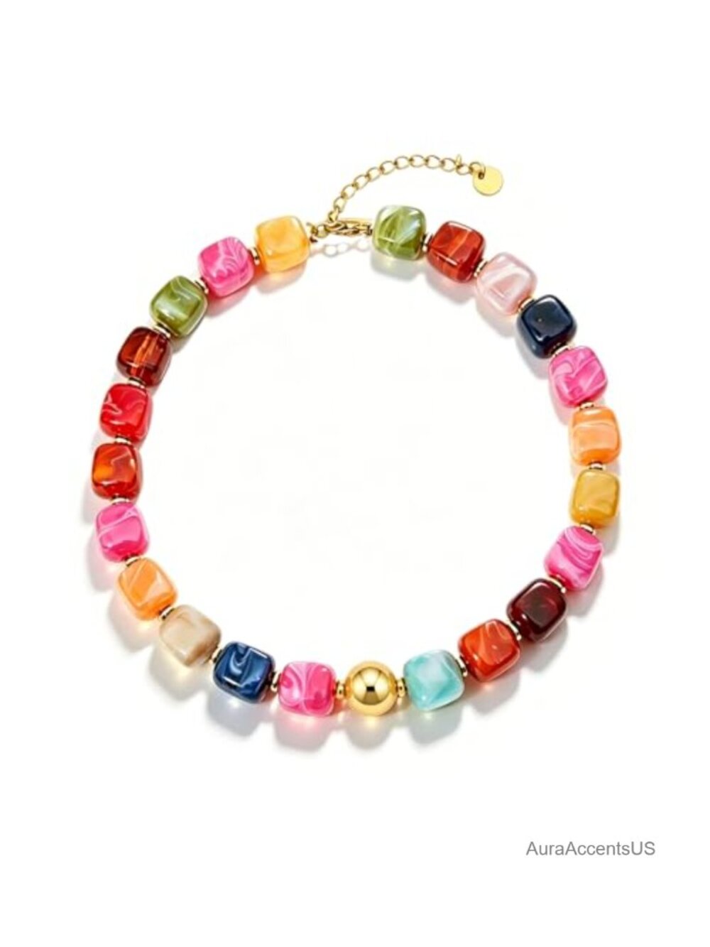Chunky Beaded Choker Necklace Boho Resin Statement Jewelry Summer Beach